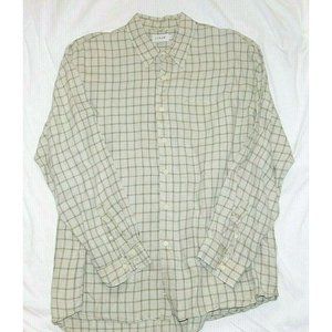 J. Crew Linen Men's Long Sleeve Shirt XL Sage Green & White Plaid